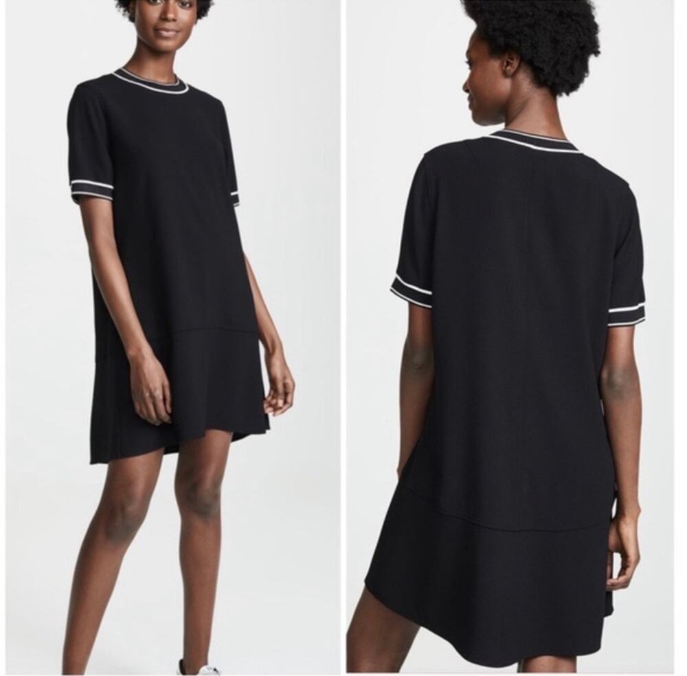 rag & bone Thatch Black Crepe Relaxed Short Sleeve Dress, XS